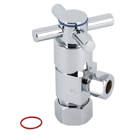 Kingston Brass Concord 5/8 in x 3/8 in OD Anti-Seize Quarter Turn Ceramic Hardisc Cartridge Angle Stop, Chrome CD53301DX